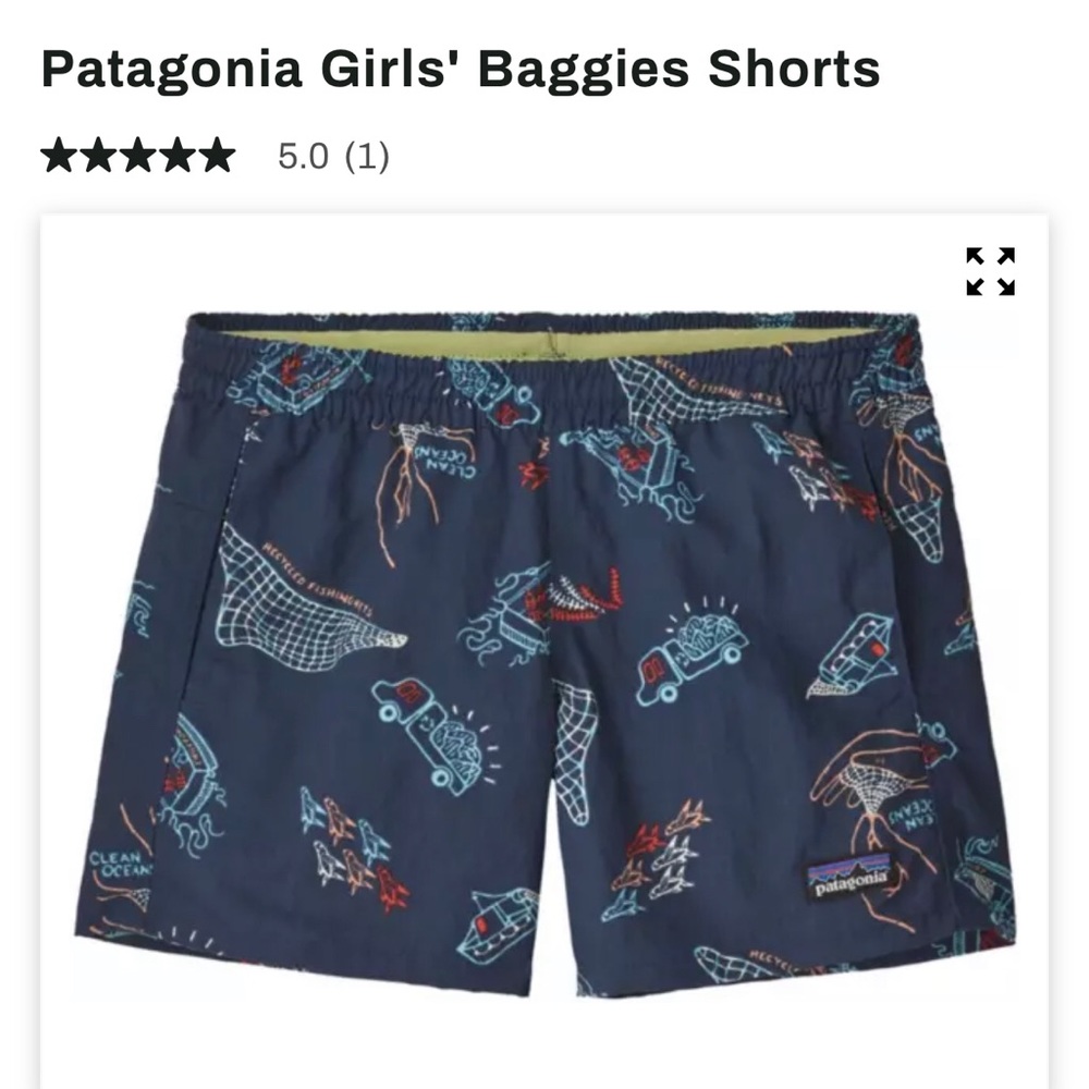 NWT Patagonia Girls' Costa Rica Baggies Shorts Clean Currents